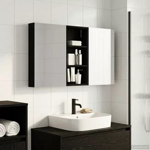  Fürdőszobai Szekrény Szett 3 pcs 110 x 10,5 x 60,5 cm Faanyag