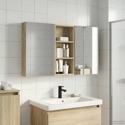  Fürdőszobai Szekrény Szett 3 pcs 110 x 10,5 x 60,5 cm Faanyag