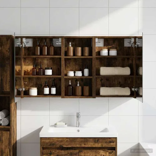  Fürdőszobai Szekrény Szett 3 pcs 110 x 10,5 x 60,5 cm Faanyag