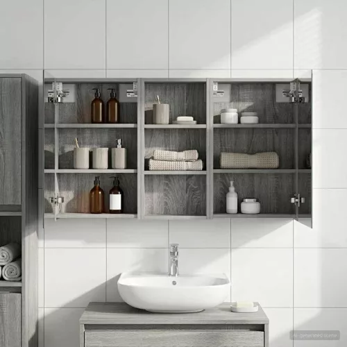  Fürdőszobai Szekrény Szett 3 pcs 110 x 10,5 x 60,5 cm Faanyag