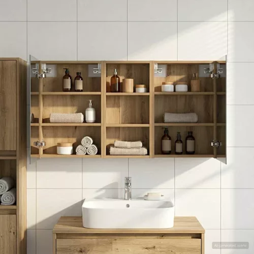  Fürdőszobai Szekrény Szett 3 pcs 110 x 10,5 x 60,5 cm Faanyag