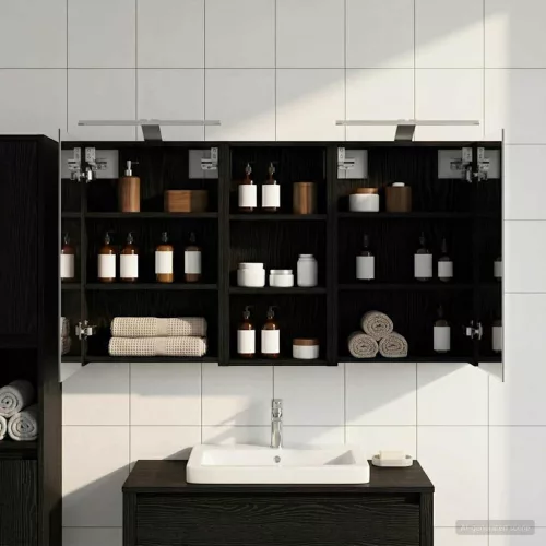  Fürdőszobai Szekrény Szett 3 pcs 110 x 10,5 x 60,5 cm Faanyag