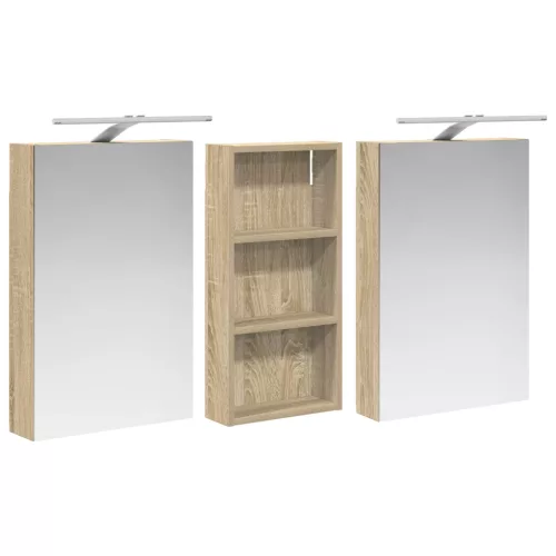  Fürdőszobai Szekrény Szett 3 pcs 110 x 10,5 x 60,5 cm Faanyag