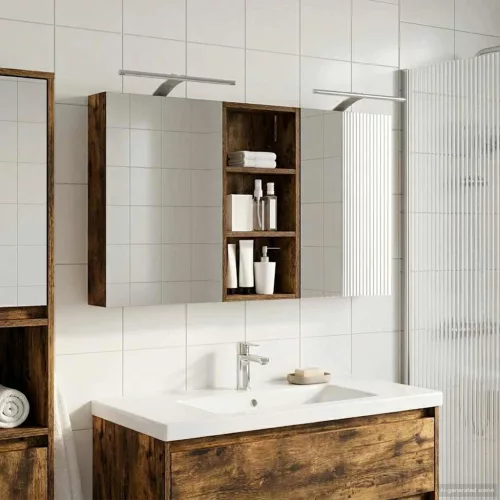  Fürdőszobai Szekrény Szett 3 pcs 110 x 10,5 x 60,5 cm Faanyag