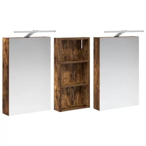  Fürdőszobai Szekrény Szett 3 pcs 110 x 10,5 x 60,5 cm Faanyag