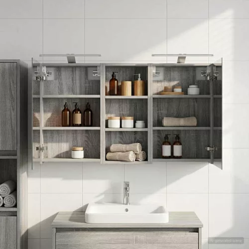  Fürdőszobai Szekrény Szett 3 pcs 110 x 10,5 x 60,5 cm Faanyag