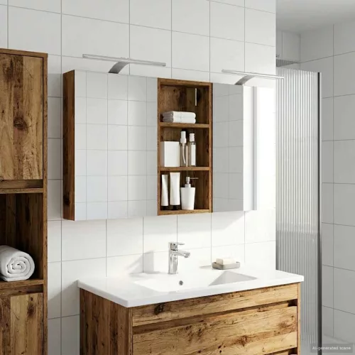  Fürdőszobai Szekrény Szett 3 pcs 110 x 10,5 x 60,5 cm Faanyag