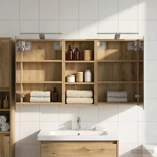  Fürdőszobai Szekrény Szett 3 pcs 110 x 10,5 x 60,5 cm Faanyag