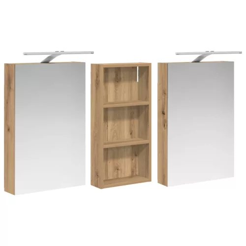  Fürdőszobai Szekrény Szett 3 pcs 110 x 10,5 x 60,5 cm Faanyag