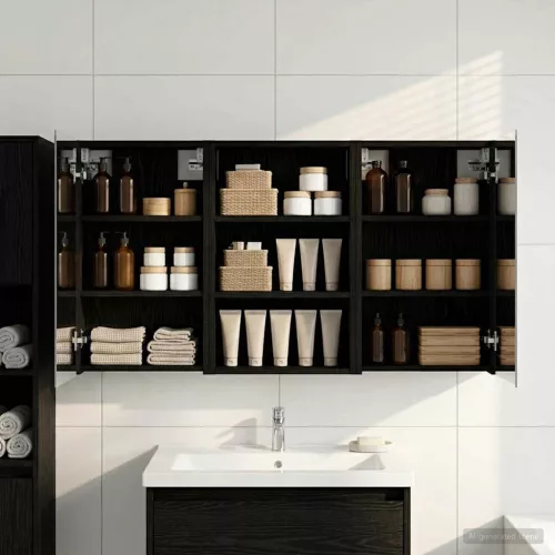  Fürdőszobai Szekrény Szett 3 pcs 120 x 10,5 x 60,5 cm Faanyag