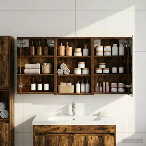  Fürdőszobai Szekrény Szett 3 pcs 120 x 10,5 x 60,5 cm Faanyag