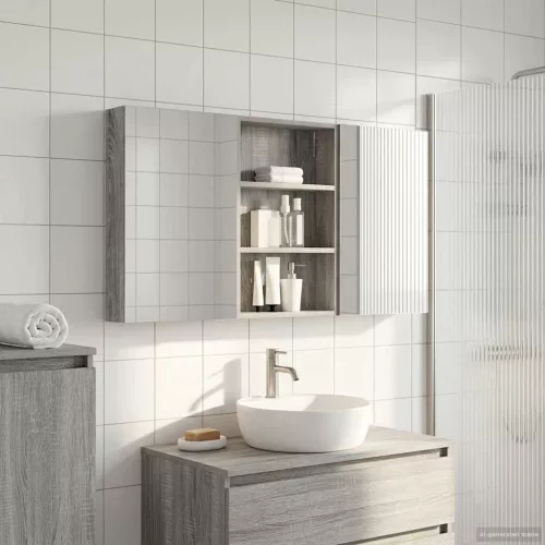  Fürdőszobai Szekrény Szett 3 pcs 120 x 10,5 x 60,5 cm Faanyag