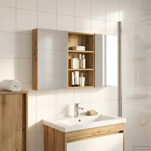  Fürdőszobai Szekrény Szett 3 pcs 120 x 10,5 x 60,5 cm Faanyag