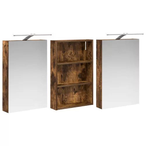  Fürdőszobai Szekrény Szett 3 pcs 120 x 10,5 x 60,5 cm Faanyag