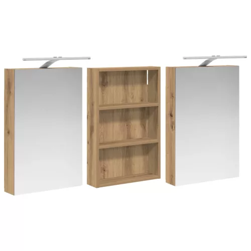  Fürdőszobai Szekrény Szett 3 pcs 120 x 10,5 x 60,5 cm Faanyag