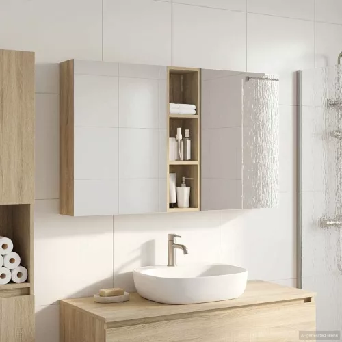  Fürdőszobai Szekrény Szett 3 pcs 120 x 14,5 x 70 cm Faanyag