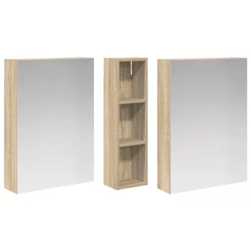  Fürdőszobai Szekrény Szett 3 pcs 120 x 14,5 x 70 cm Faanyag