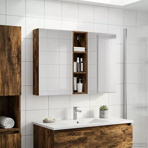  Fürdőszobai Szekrény Szett 3 pcs 120 x 14,5 x 70 cm Faanyag