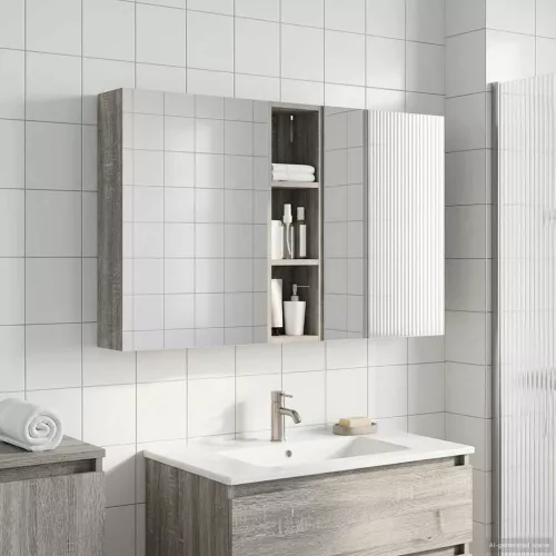  Fürdőszobai Szekrény Szett 3 pcs 120 x 14,5 x 70 cm Faanyag