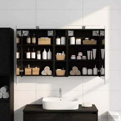  Fürdőszobai Szekrény Szett 3 pcs 120 x 14,5 x 70 cm Faanyag