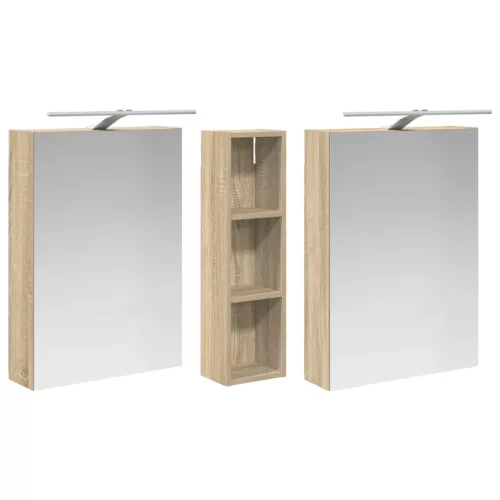  Fürdőszobai Szekrény Szett 3 pcs 120 x 14,5 x 70 cm Faanyag