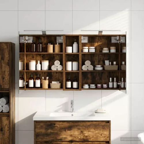  Fürdőszobai Szekrény Szett 3 pcs 120 x 14,5 x 70 cm Faanyag