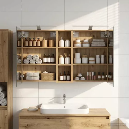  Fürdőszobai Szekrény Szett 3 pcs 120 x 14,5 x 70 cm Faanyag