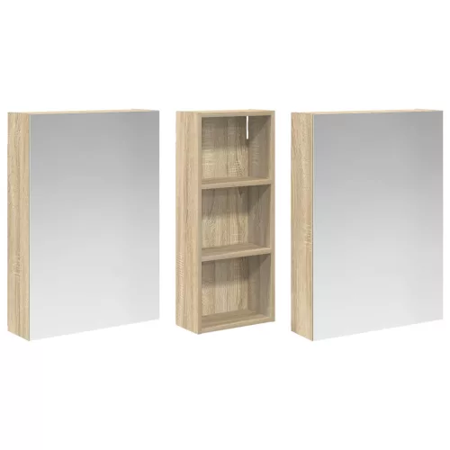  Fürdőszobai Szekrény Szett 3 pcs 130 x 14,5 x 70 cm Faanyag