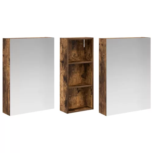  Fürdőszobai Szekrény Szett 3 pcs 130 x 14,5 x 70 cm Faanyag