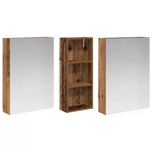  Fürdőszobai Szekrény Szett 3 pcs 130 x 14,5 x 70 cm Faanyag