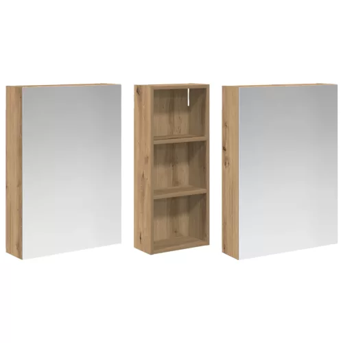  Fürdőszobai Szekrény Szett 3 pcs 130 x 14,5 x 70 cm Faanyag