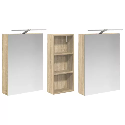  Fürdőszobai Szekrény Szett 3 pcs 130 x 14,5 x 70 cm Faanyag