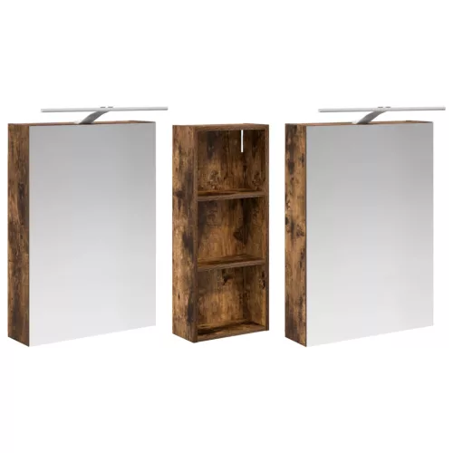  Fürdőszobai Szekrény Szett 3 pcs 130 x 14,5 x 70 cm Faanyag