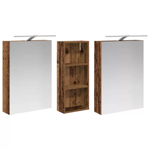  Fürdőszobai Szekrény Szett 3 pcs 130 x 14,5 x 70 cm Faanyag