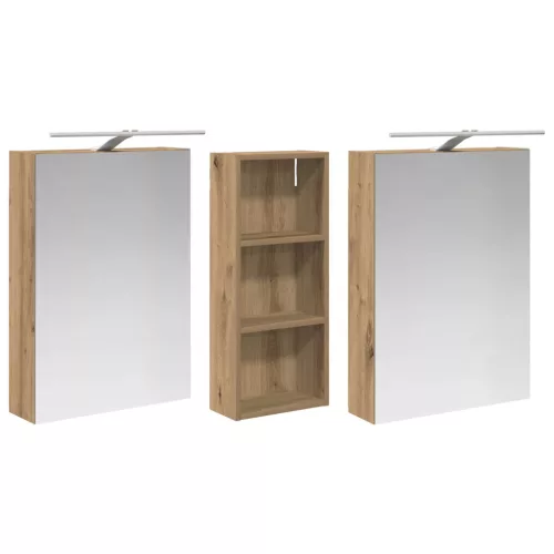  Fürdőszobai Szekrény Szett 3 pcs 130 x 14,5 x 70 cm Faanyag