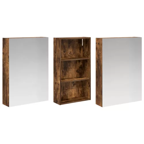  Fürdőszobai Szekrény Szett 3 pcs 140 x 14,5 x 70 cm Faanyag