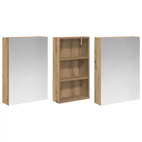  Fürdőszobai Szekrény Szett 3 pcs 140 x 14,5 x 70 cm Faanyag