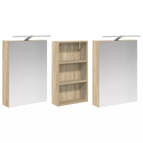  Fürdőszobai Szekrény Szett 3 pcs 140 x 14,5 x 70 cm Faanyag