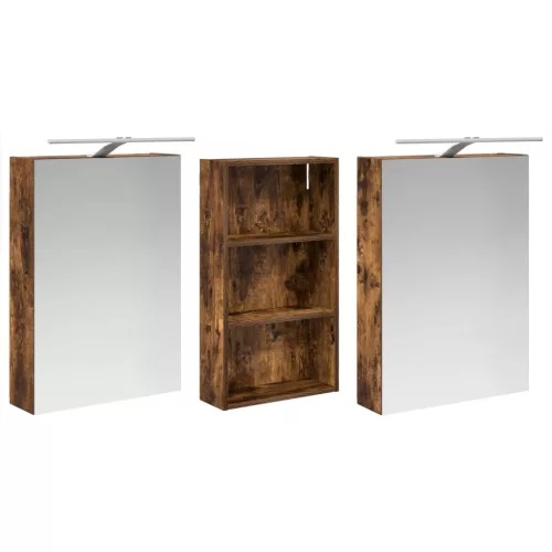  Fürdőszobai Szekrény Szett 3 pcs 140 x 14,5 x 70 cm Faanyag