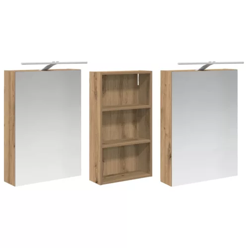  Fürdőszobai Szekrény Szett 3 pcs 140 x 14,5 x 70 cm Faanyag