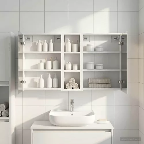  Fürdőszobai Szekrény Szett 3 pcs 106 x 16 x 62,5 cm Faanyag