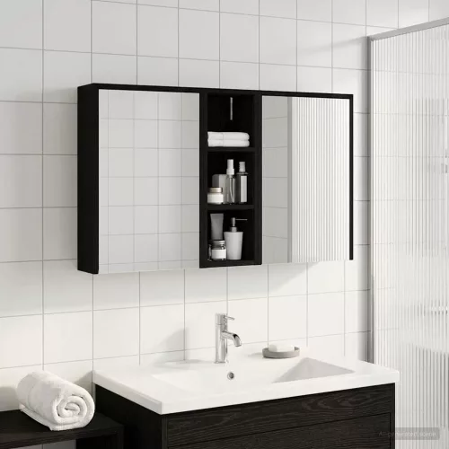  Fürdőszobai Szekrény Szett 3 pcs 106 x 16 x 62,5 cm Faanyag