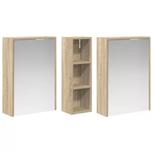  Fürdőszobai Szekrény Szett 3 pcs 106 x 16 x 62,5 cm Faanyag
