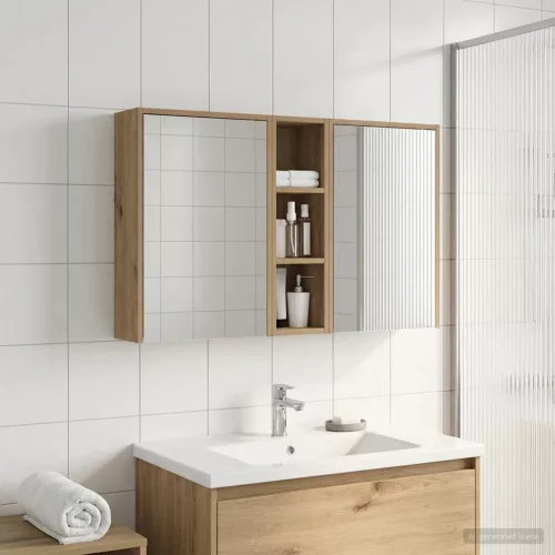  Fürdőszobai Szekrény Szett 3 pcs 106 x 16 x 62,5 cm Faanyag