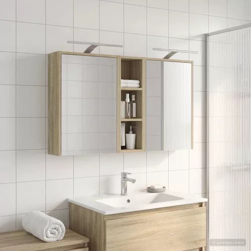  Fürdőszobai Szekrény Szett 3 pcs 106 x 16 x 62,5 cm Faanyag