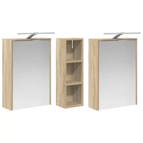  Fürdőszobai Szekrény Szett 3 pcs 106 x 16 x 62,5 cm Faanyag