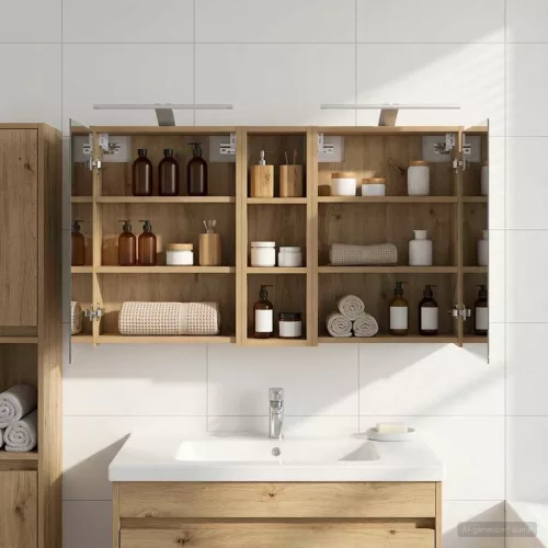  Fürdőszobai Szekrény Szett 3 pcs 106 x 16 x 62,5 cm Faanyag