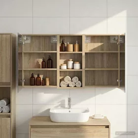    Fürdőszobai Szekrény Szett 3 pcs 116 x 16 x 62,5 cm Faanyag