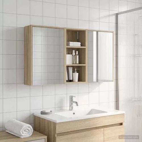  Fürdőszobai Szekrény Szett 3 pcs 116 x 16 x 62,5 cm Faanyag