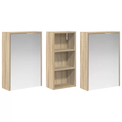  Fürdőszobai Szekrény Szett 3 pcs 116 x 16 x 62,5 cm Faanyag